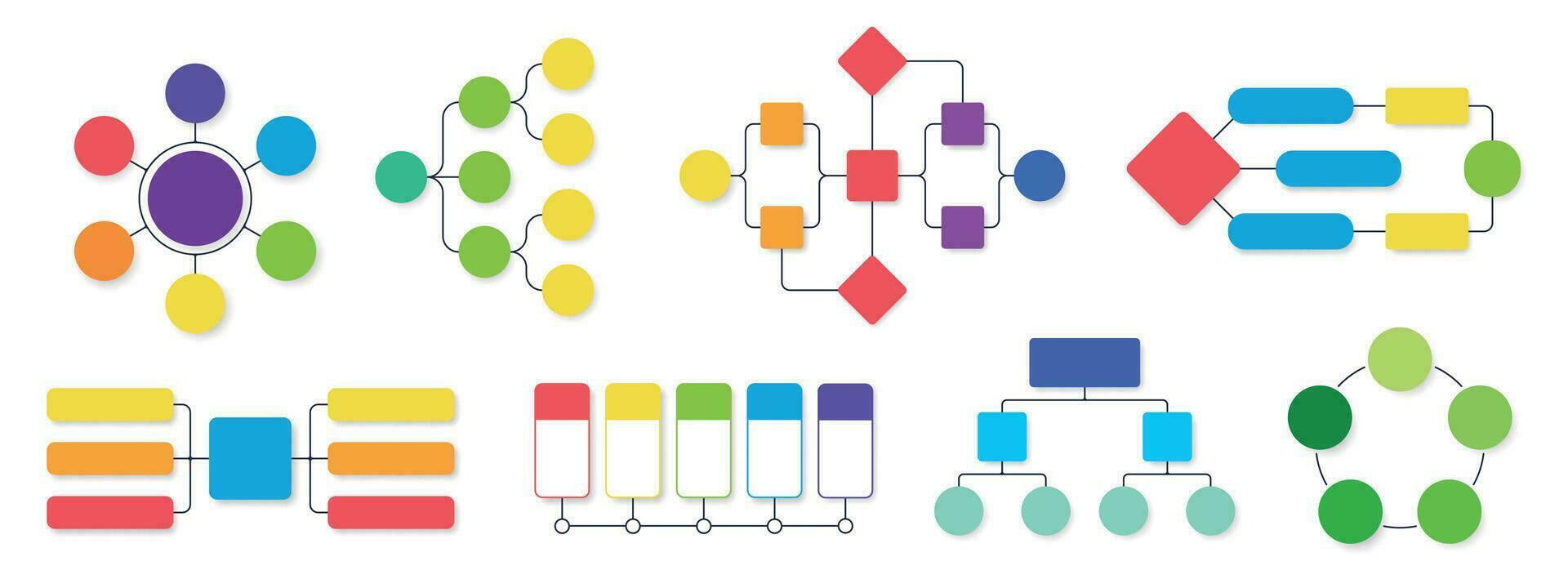 diagrama de flujo diagrama. flujo de trabajo fluir gráficos, negocio estructural infografia gráfico y fluido diagramas aislado vector conjunto