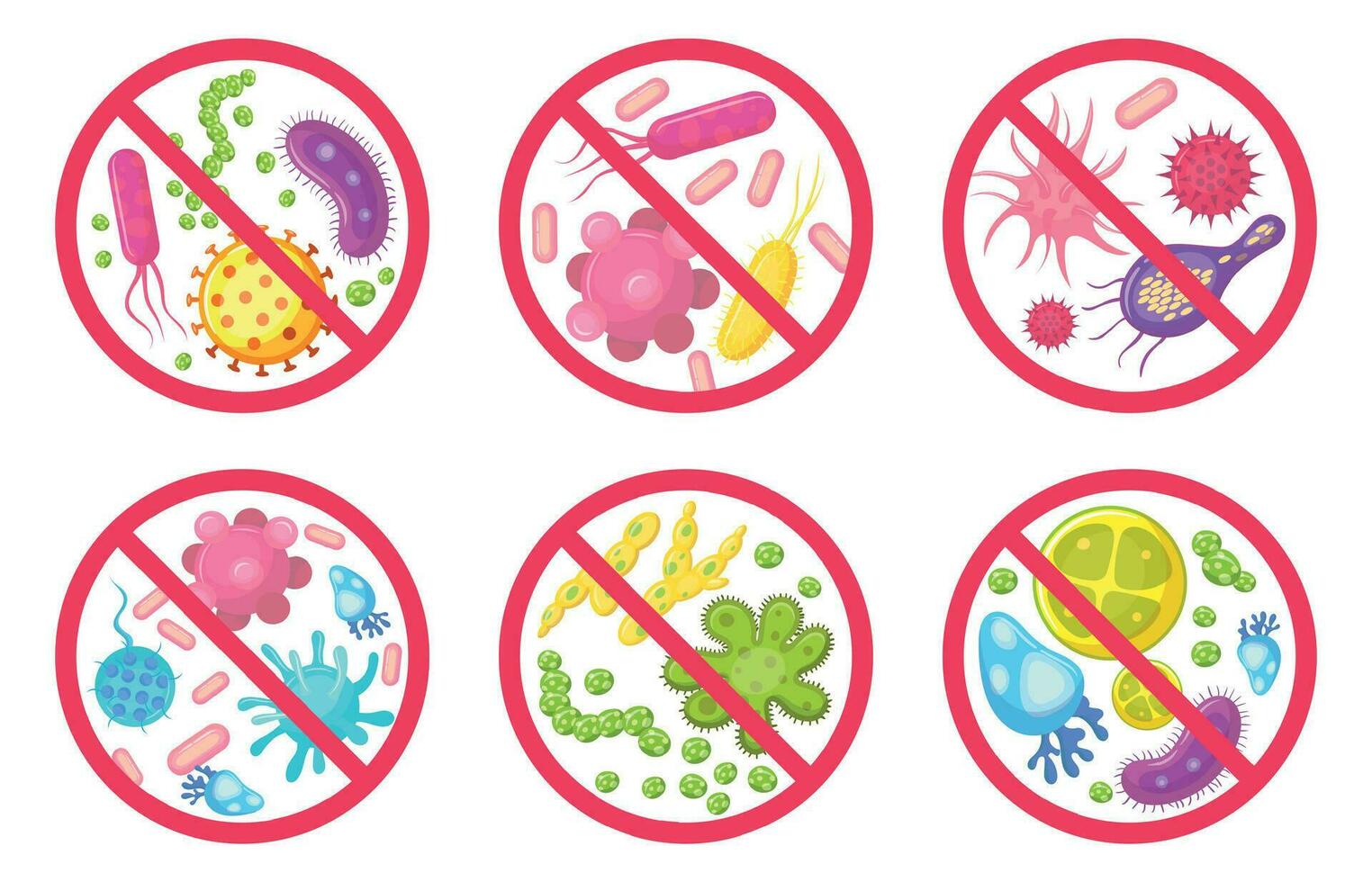 antivirulento y antibacteriano icono. vector íconos conjunto