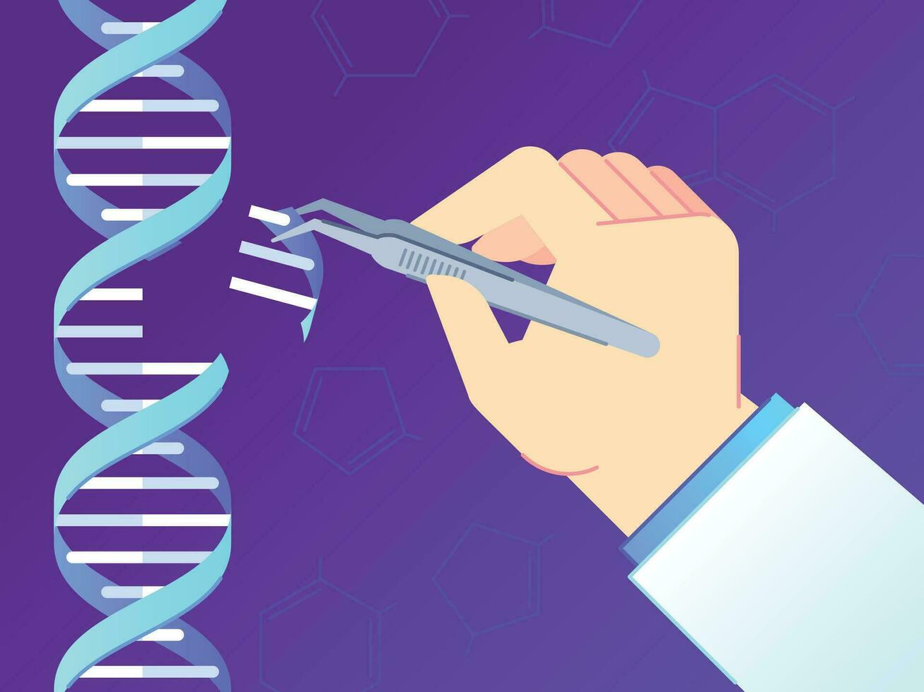 crispr cas9 gene edición herramienta. genoma ediciones, humano adn genético Ingenieria y adn código vector ilustración