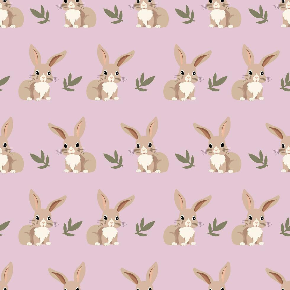 Conejo o conejito sin costura modelo en rosado antecedentes. linda fondo de pantalla para Pascua de Resurrección decoración, envase y pared papel, textil imprimir, cubierta. vector