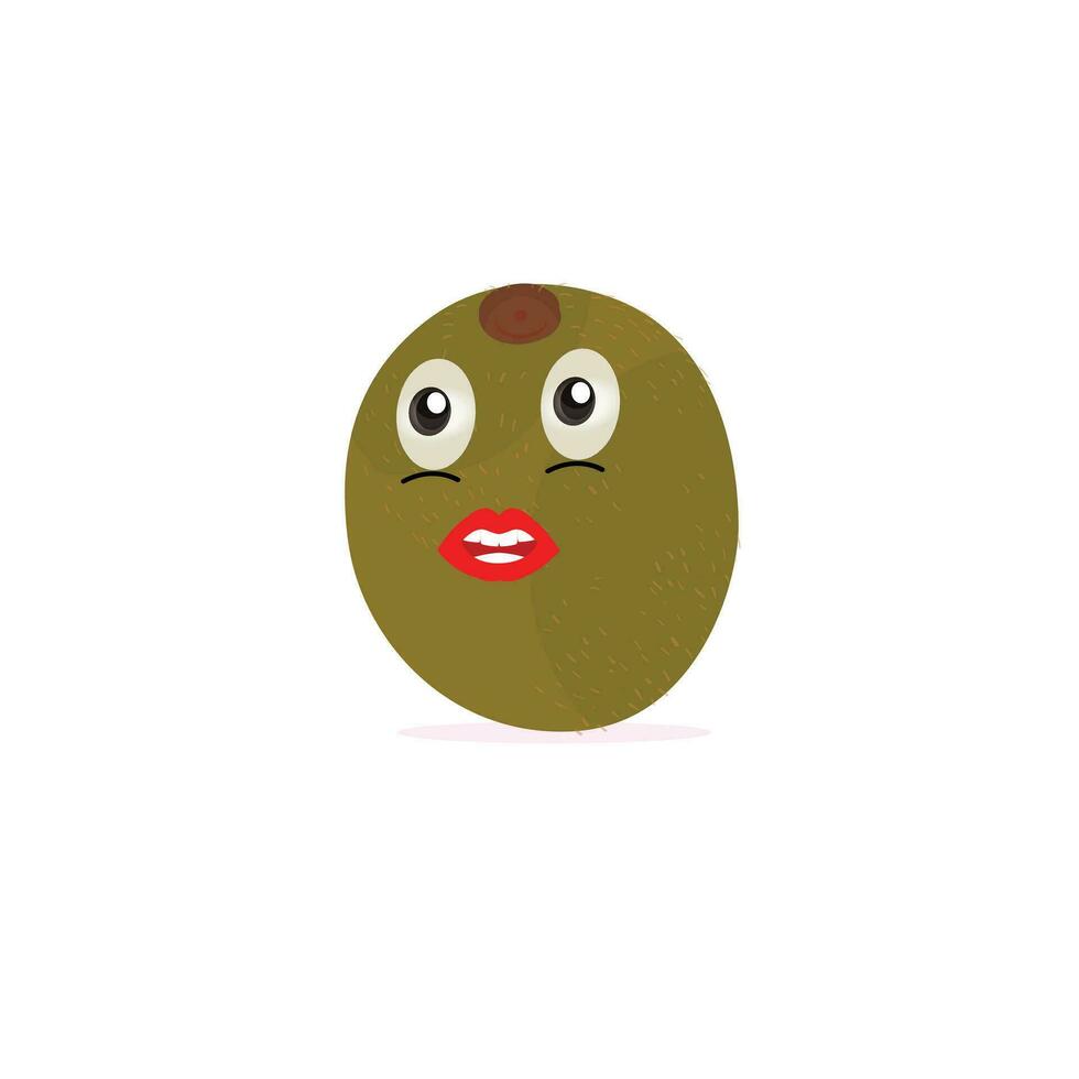 Cute kiwi cartoon. with happy facial expressions and different pose. Cartoon character of slice of kiwi with various chef emoticons vector