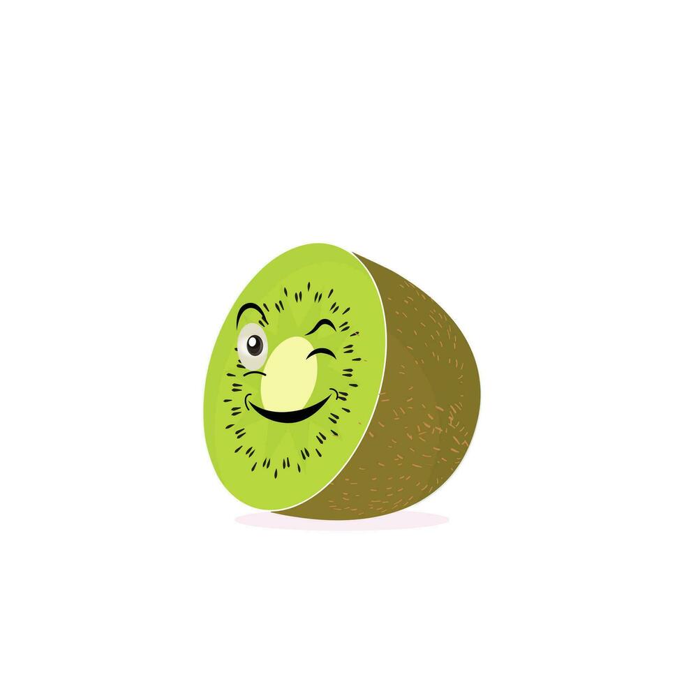 Kiwi fruit cartoon character with greenish brown fuzzy skin and pointing hand gesture,for agriculture or fresh food design. Kiwi fruit vector characters, Cartoon cute Kiwi fruit cartoon emoticons.