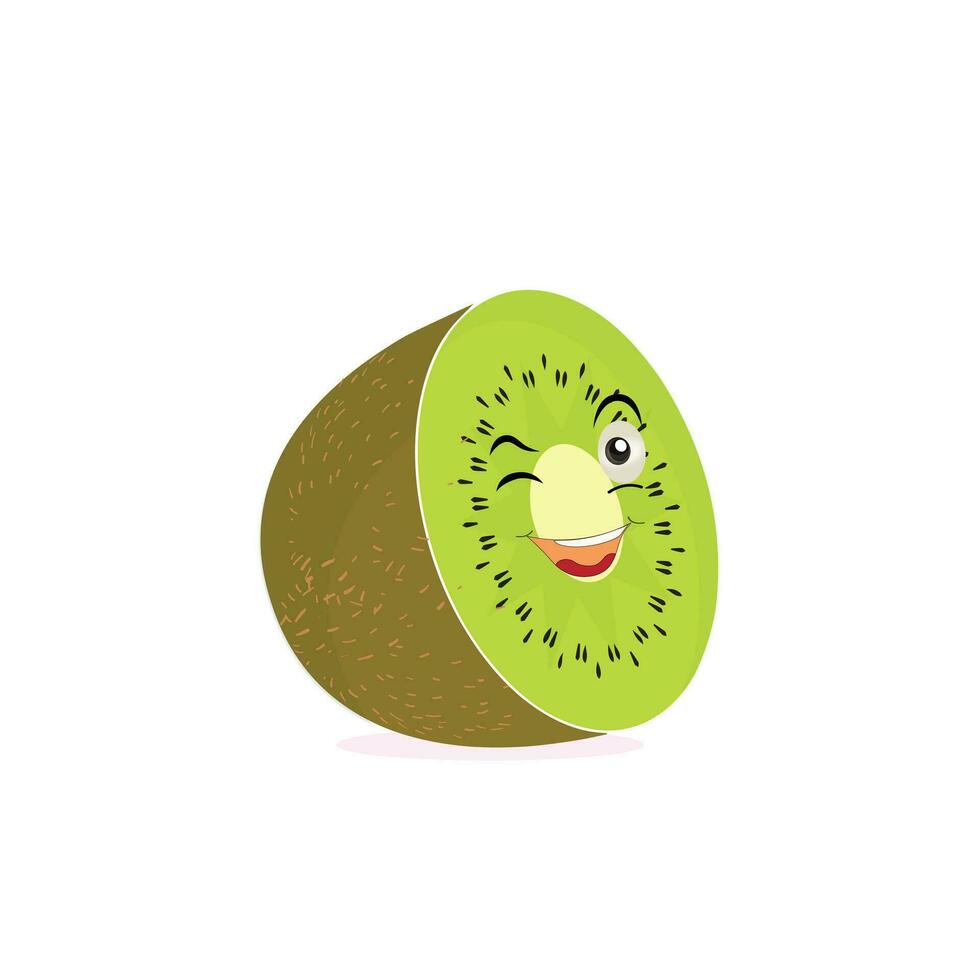 Kiwi fruit cartoon character with greenish brown fuzzy skin and pointing hand gesture,for agriculture or fresh food design. Kiwi fruit vector characters, Cartoon cute Kiwi fruit cartoon emoticons.