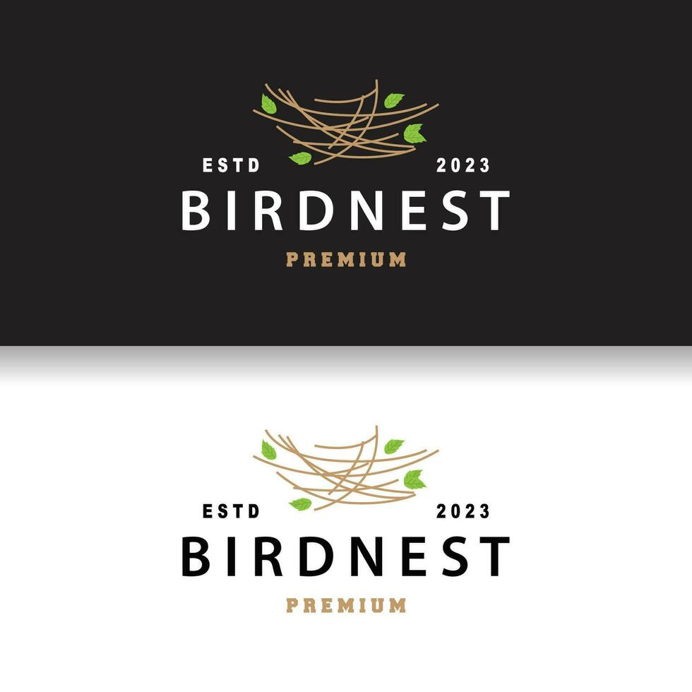 Bird Nest Logo, Bird House Shelter Vector, Modern Line Vintage Design Minimalist Style Symbol Template vector