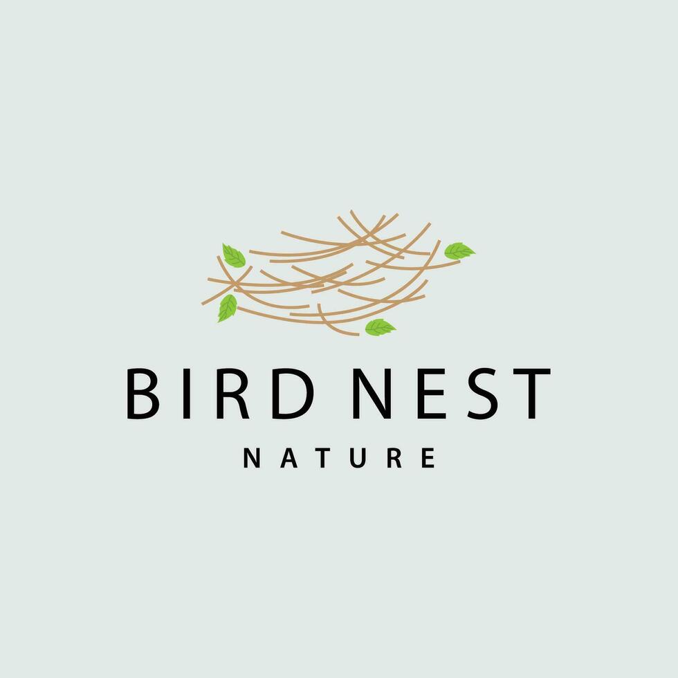 Bird Nest Logo, Bird House Shelter Vector, Modern Line Vintage Design Minimalist Style Symbol Template vector