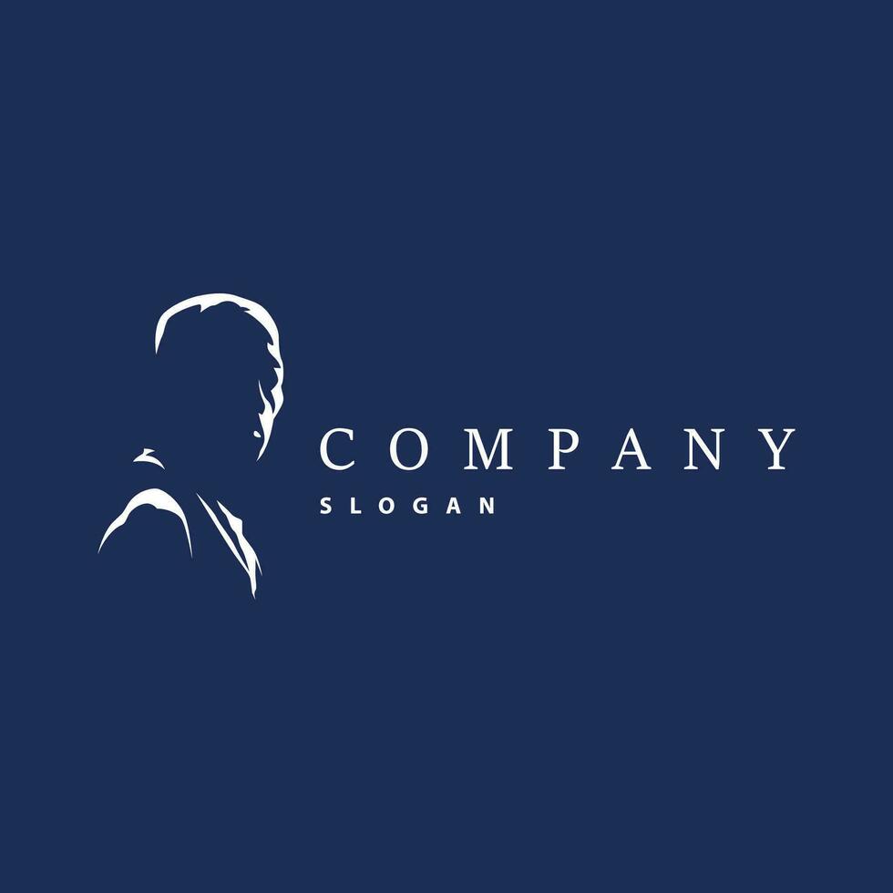 Mafia Logo, Man Silhouette Tuxedo Suit Detective Design Background With Simple Line vector