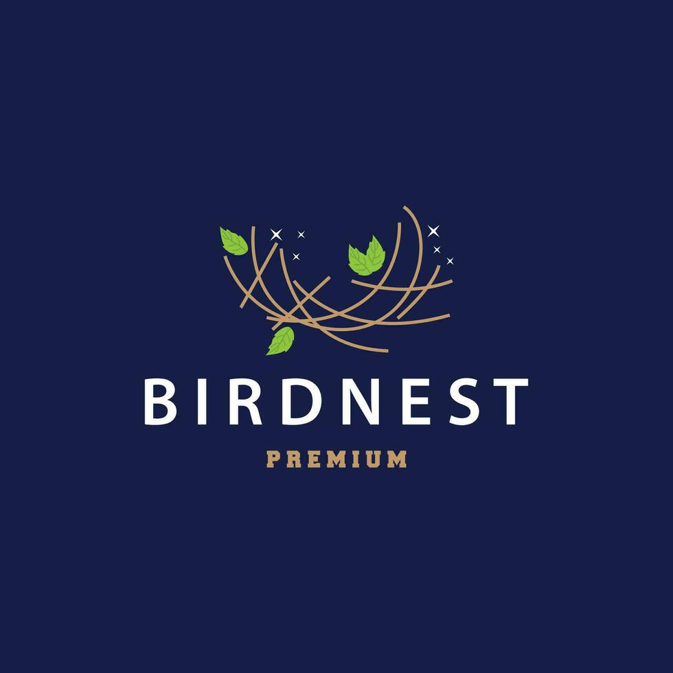 Bird Nest Logo, Bird House Shelter Vector, Modern Line Vintage Design Minimalist Style Symbol Template vector