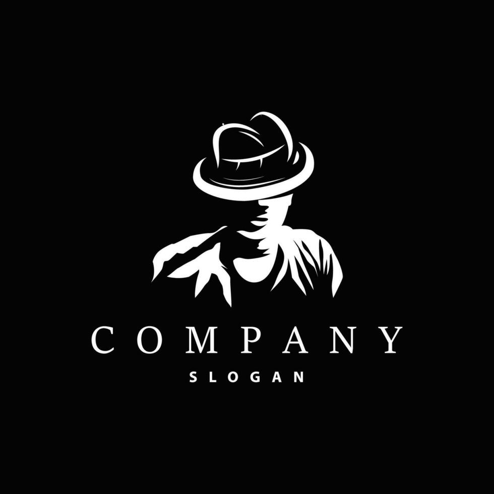 Mafia Logo, Man Silhouette Tuxedo Suit Detective Design Background With Simple Line vector