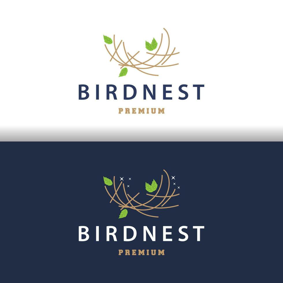 Bird Nest Logo, Bird House Shelter Vector, Modern Line Vintage Design Minimalist Style Symbol Template vector