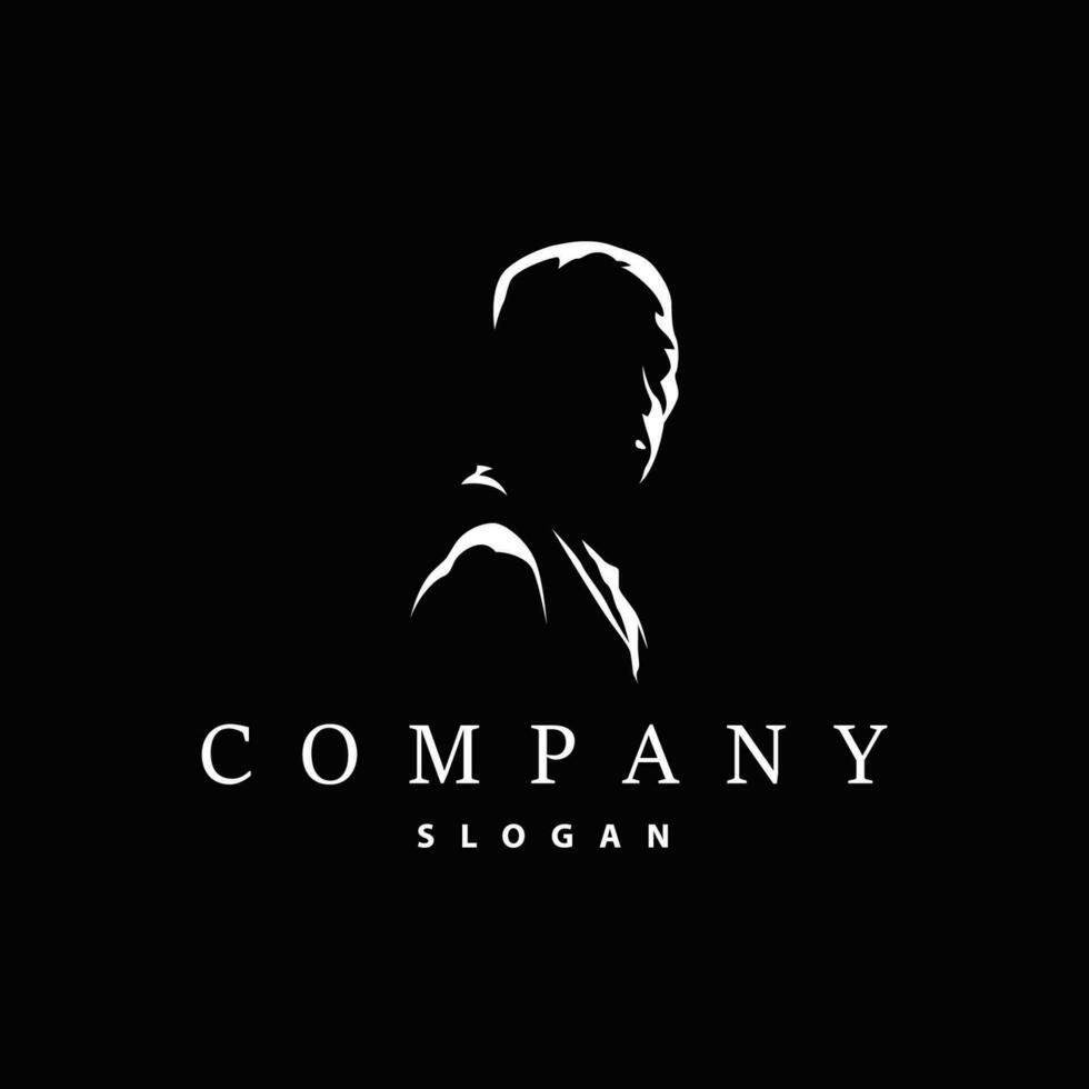 Mafia Logo, Man Silhouette Tuxedo Suit Detective Design Background With Simple Line vector