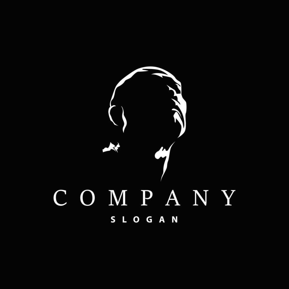 Mafia Logo, Man Silhouette Tuxedo Suit Detective Design Background With Simple Line vector