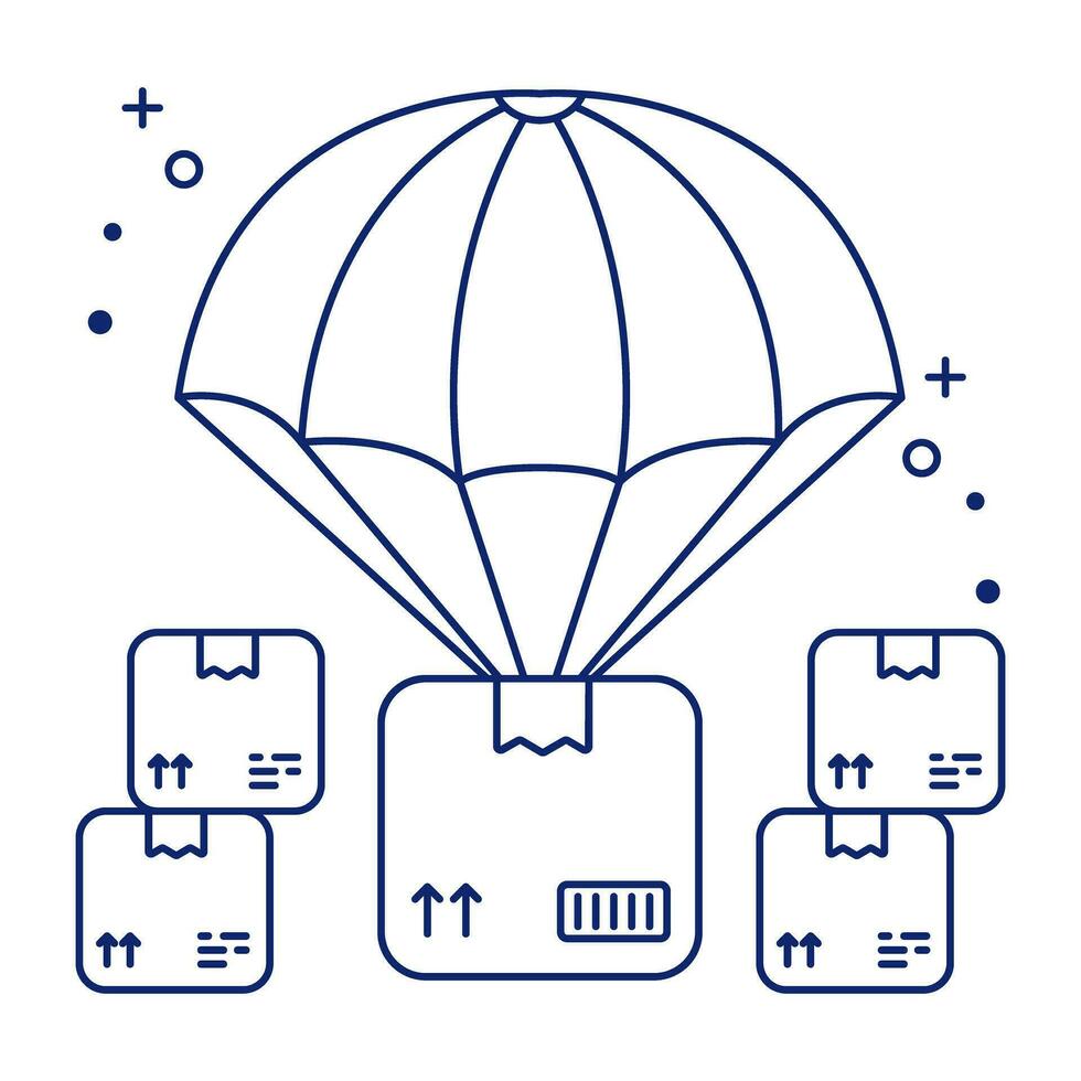An icon design of parachute delivery vector