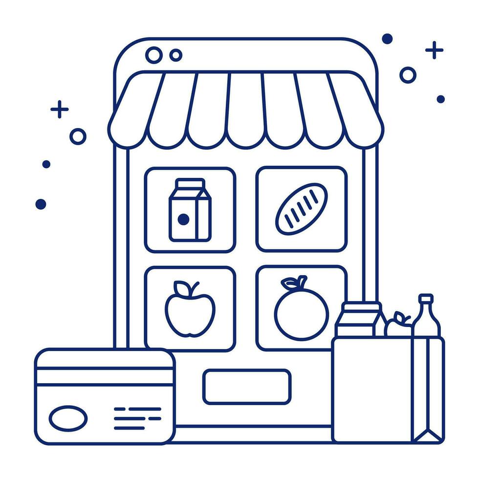 Premium download icon of mobile grocery shop vector