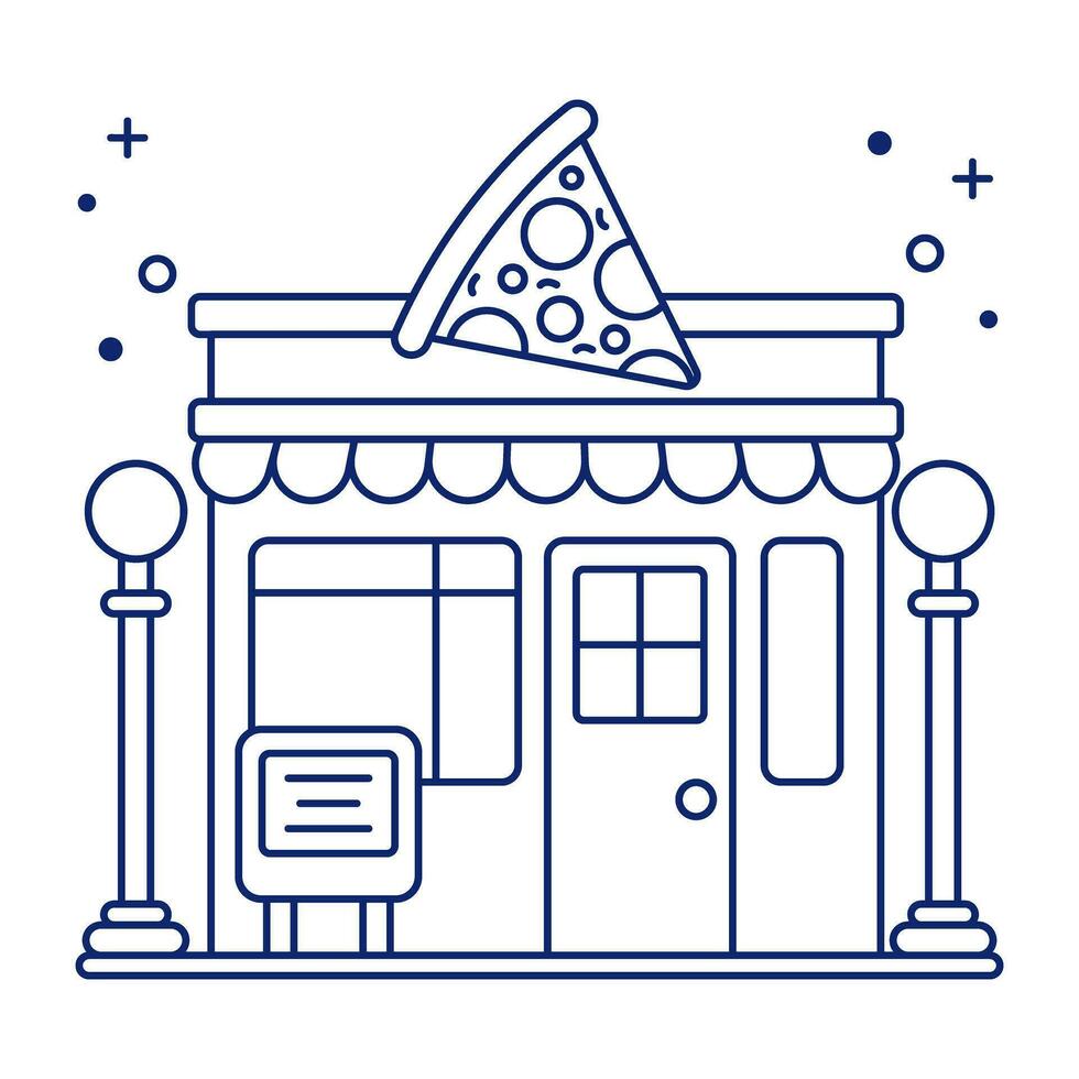 un lineal diseño icono de Pizza tienda vector