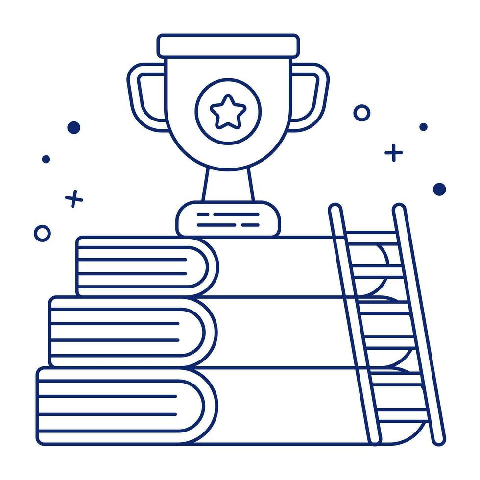 un icono diseño de premio trofeo taza con libros, aprendizaje premio vector