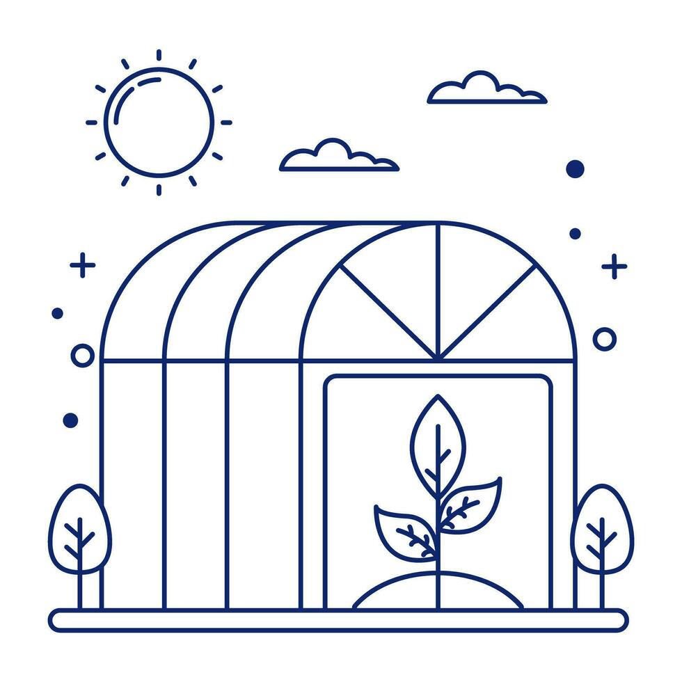 Editable design icon of greenhouse vector