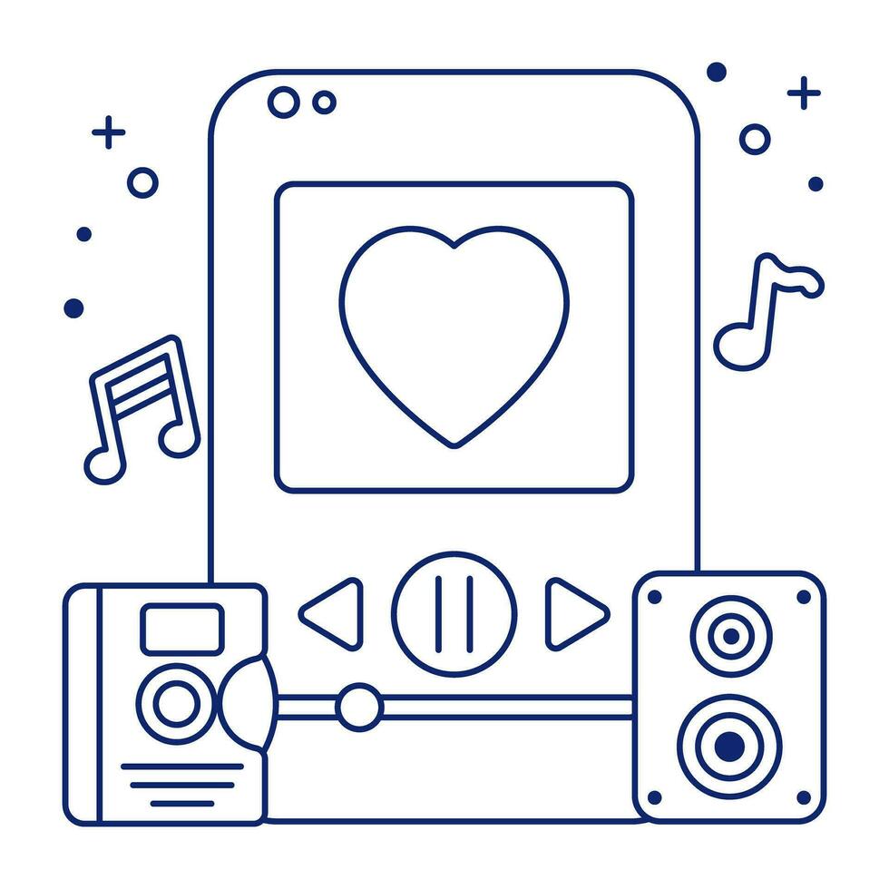 Premium download icon of mobile music love vector