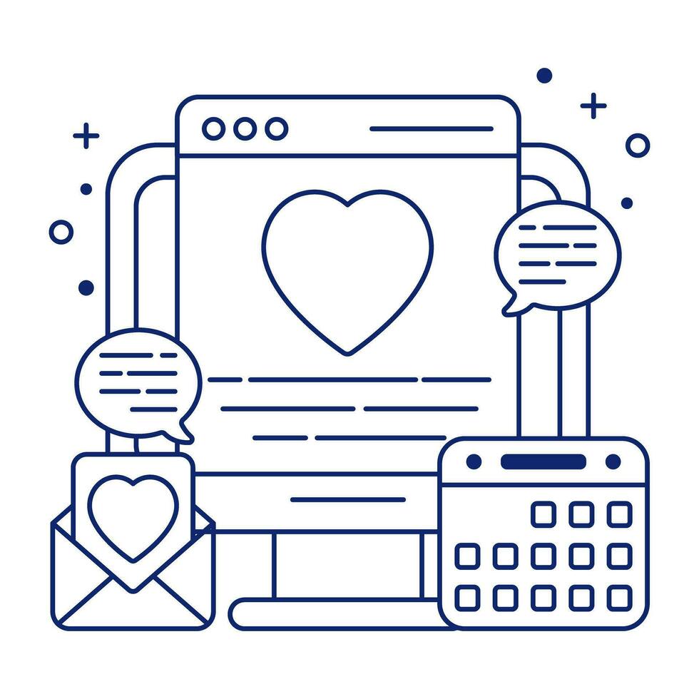 A colored design icon of love website vector
