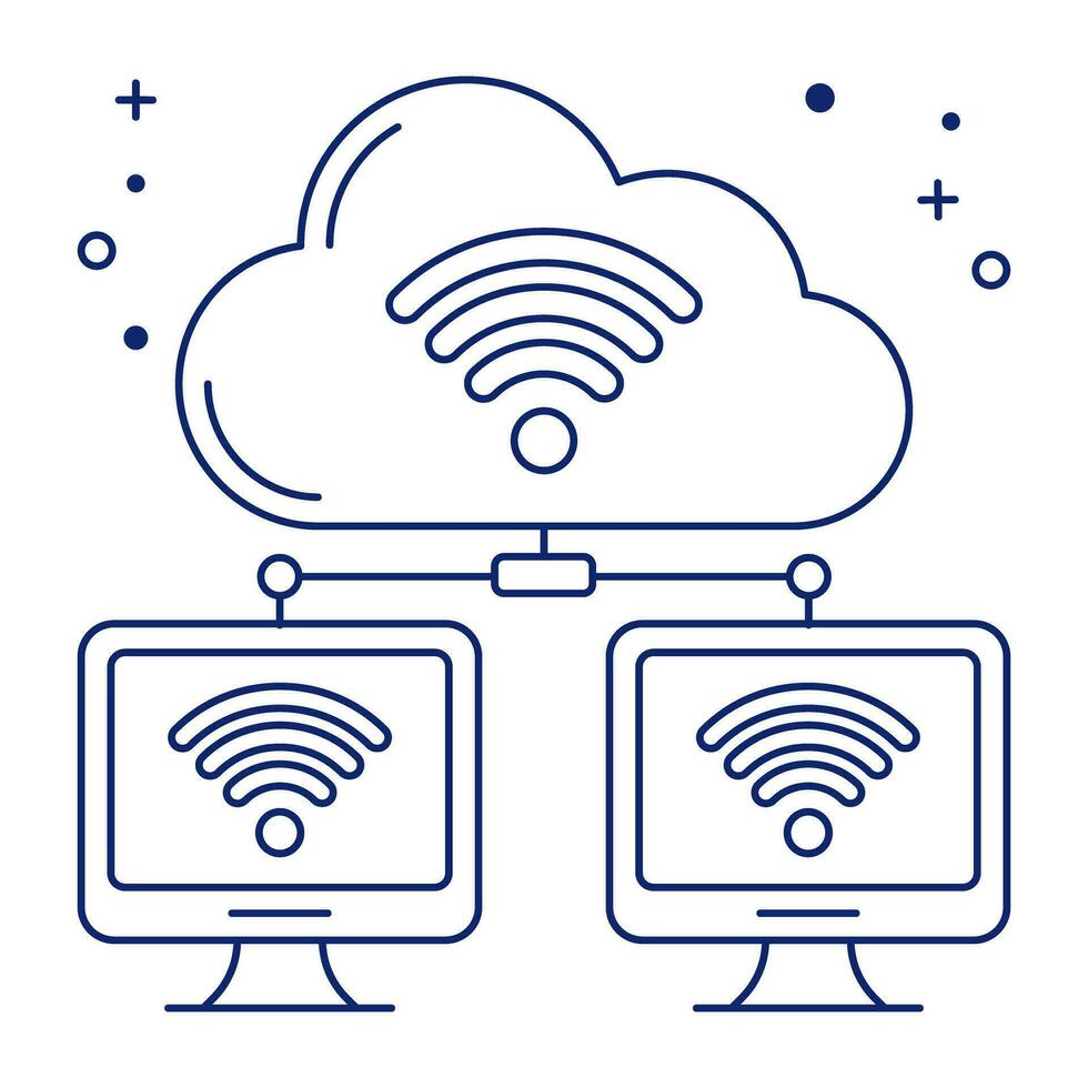 Cloud connected device icon, editable vector