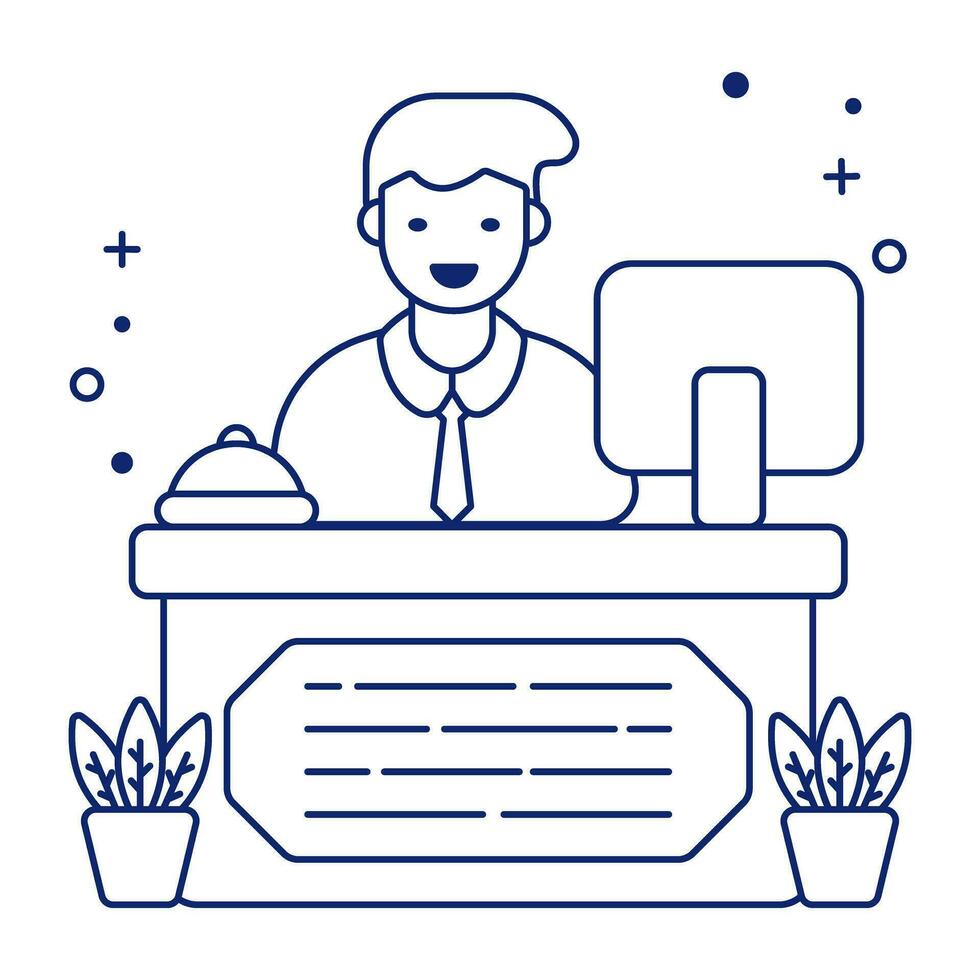 A linear design icon of receptionist vector
