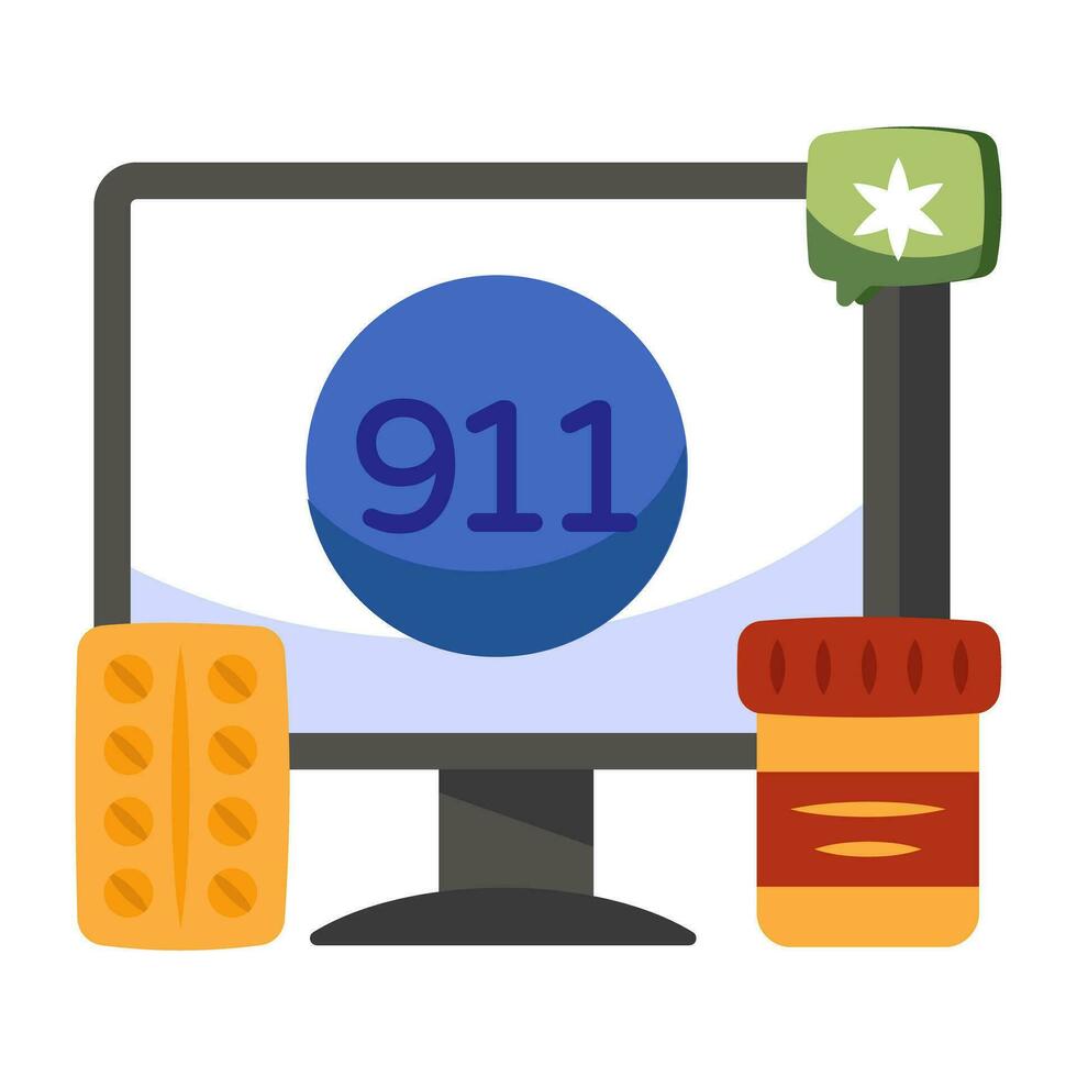 Perfect design icon of online 911 call vector