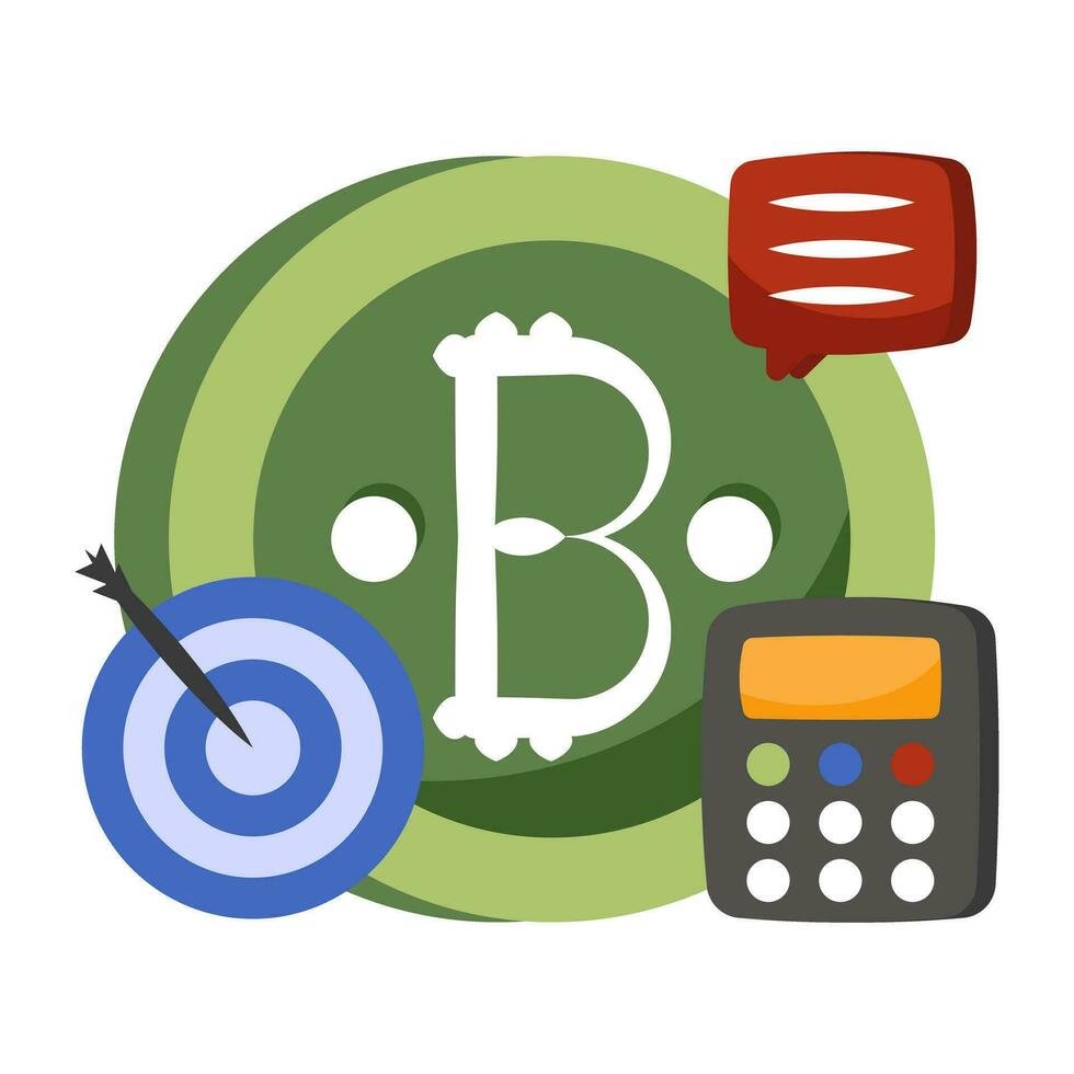 Btc with cruncher denoting concept of bitcoin calculation vector