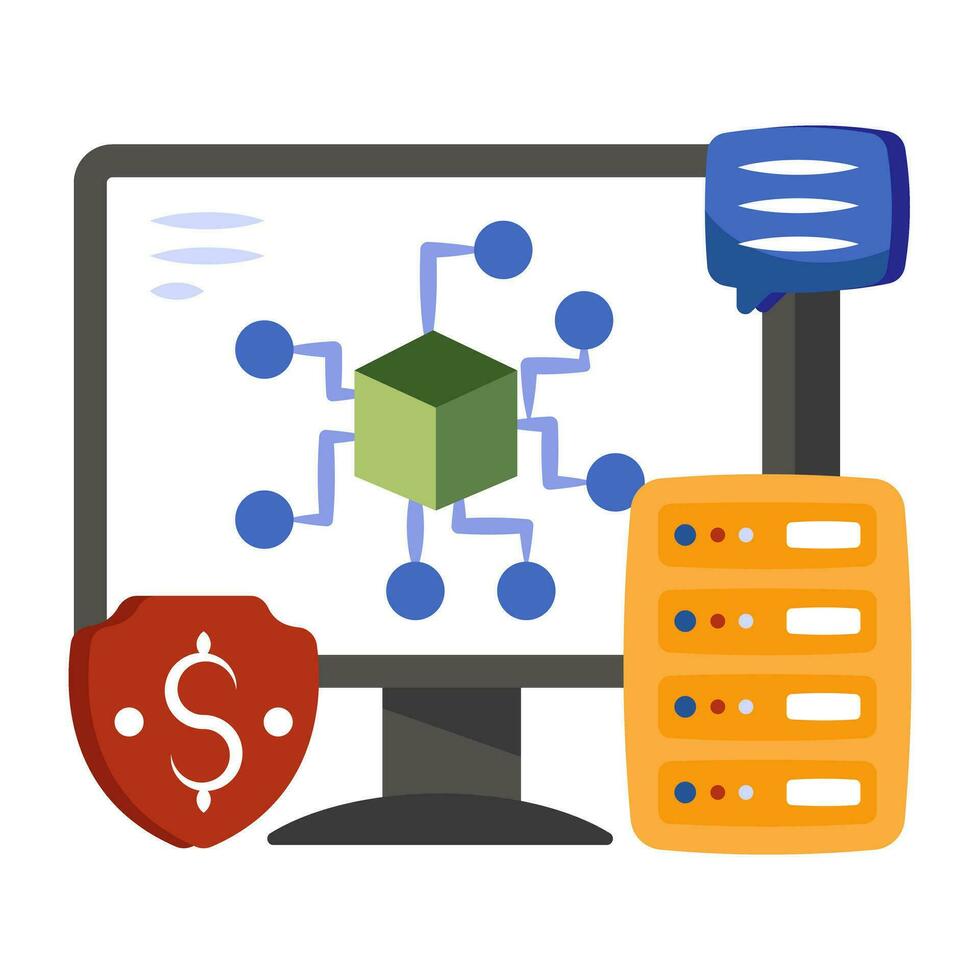 Vector design of blockchain, flat icon