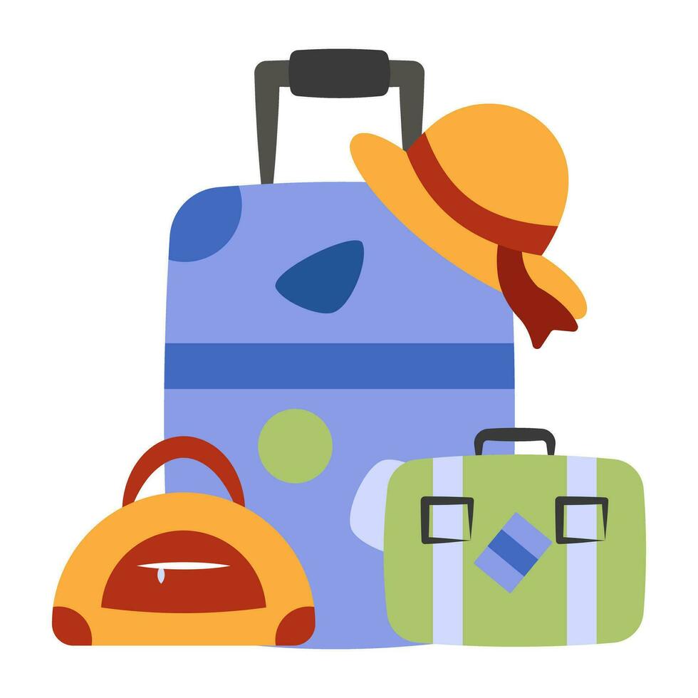 Vector design of trolley bag with briefcase, luggage icon