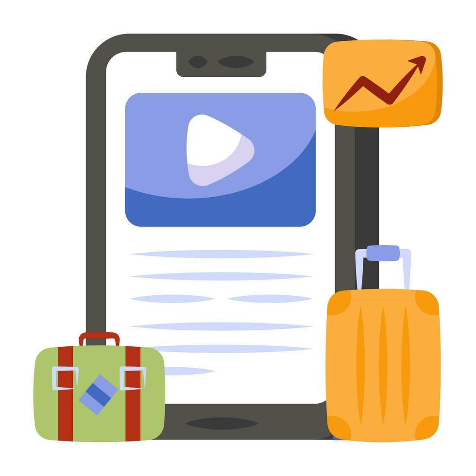 Conceptual flat design icon of travel vlog vector
