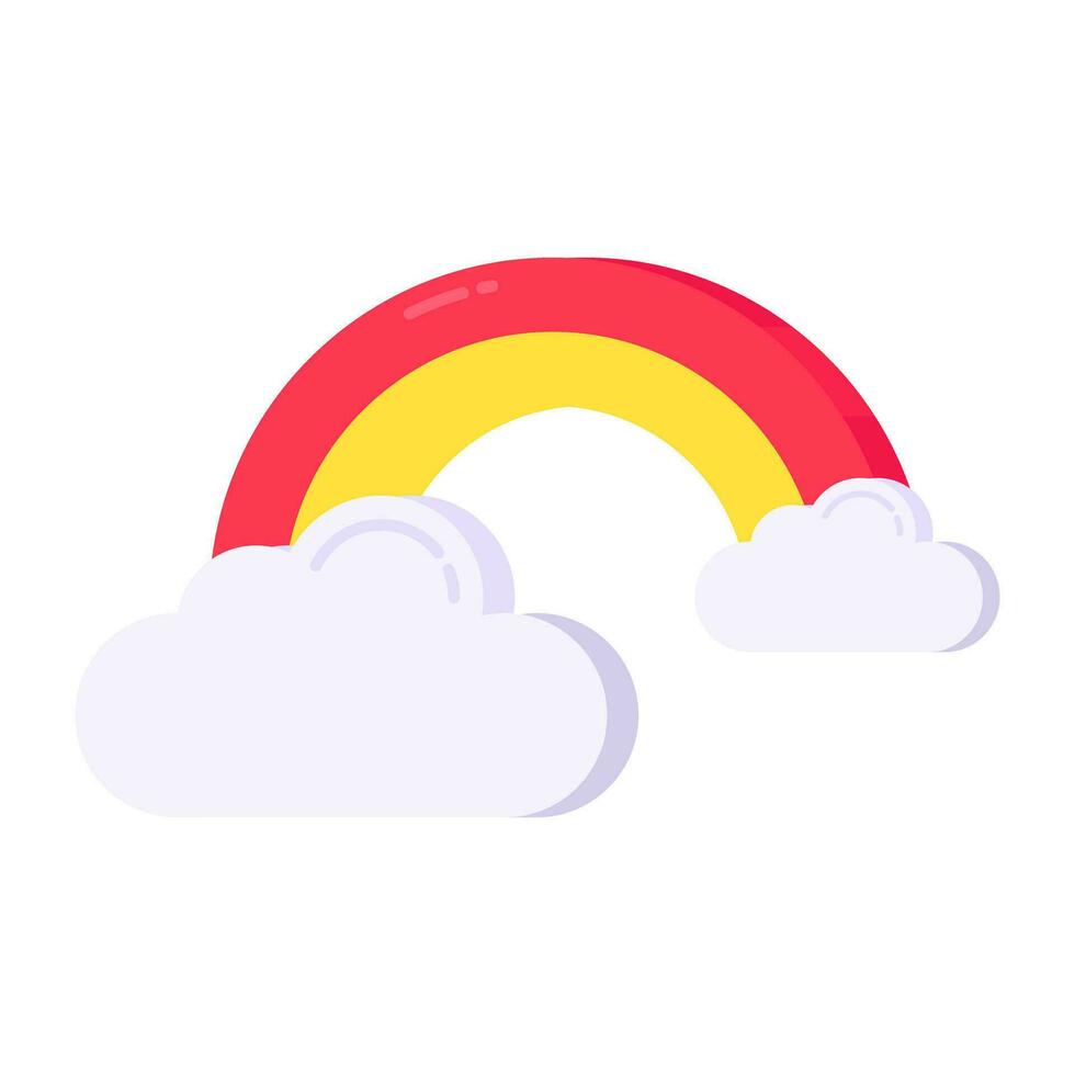 An eye catching icon of rainbow, flat style vector