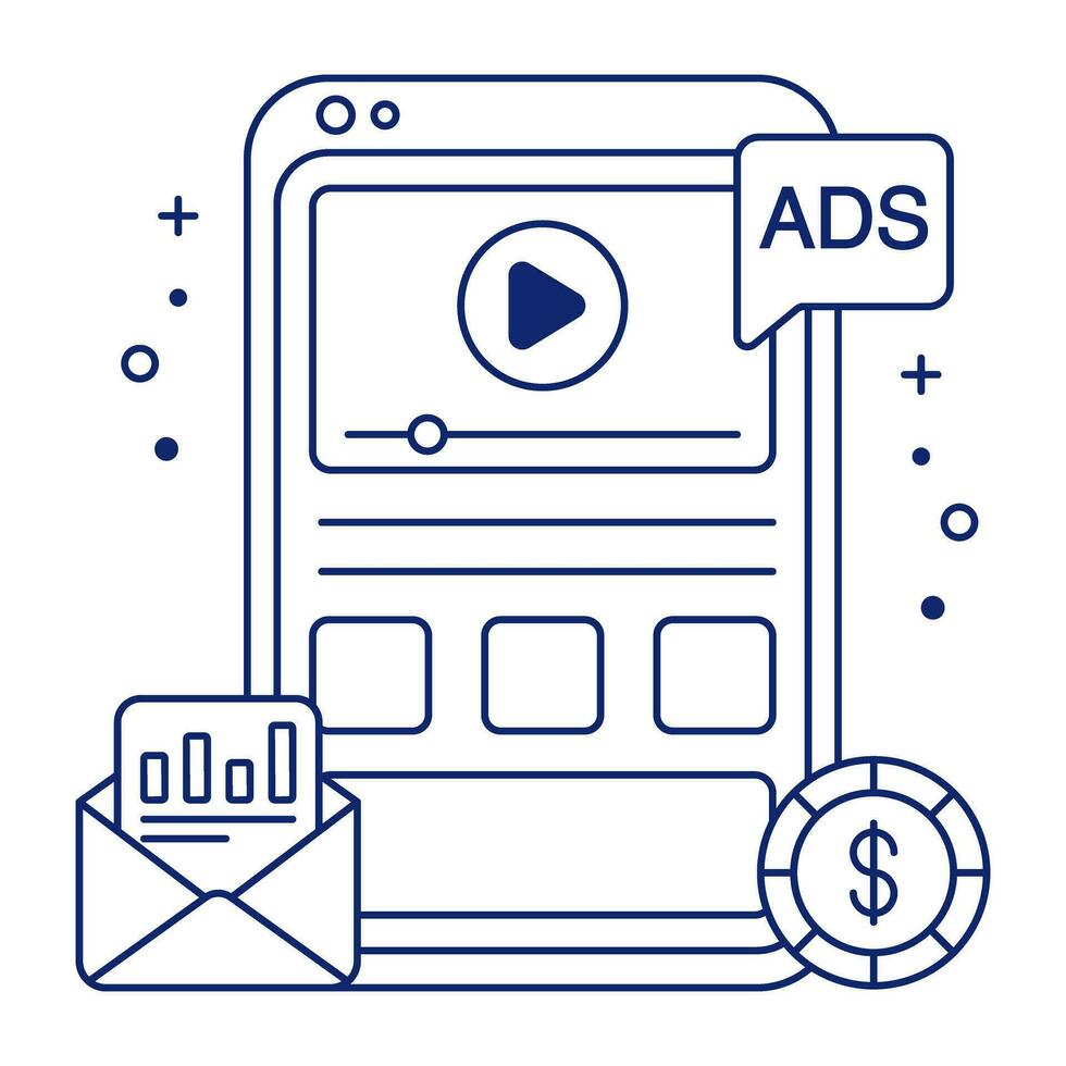 Modem design icon of mobile video ad vector