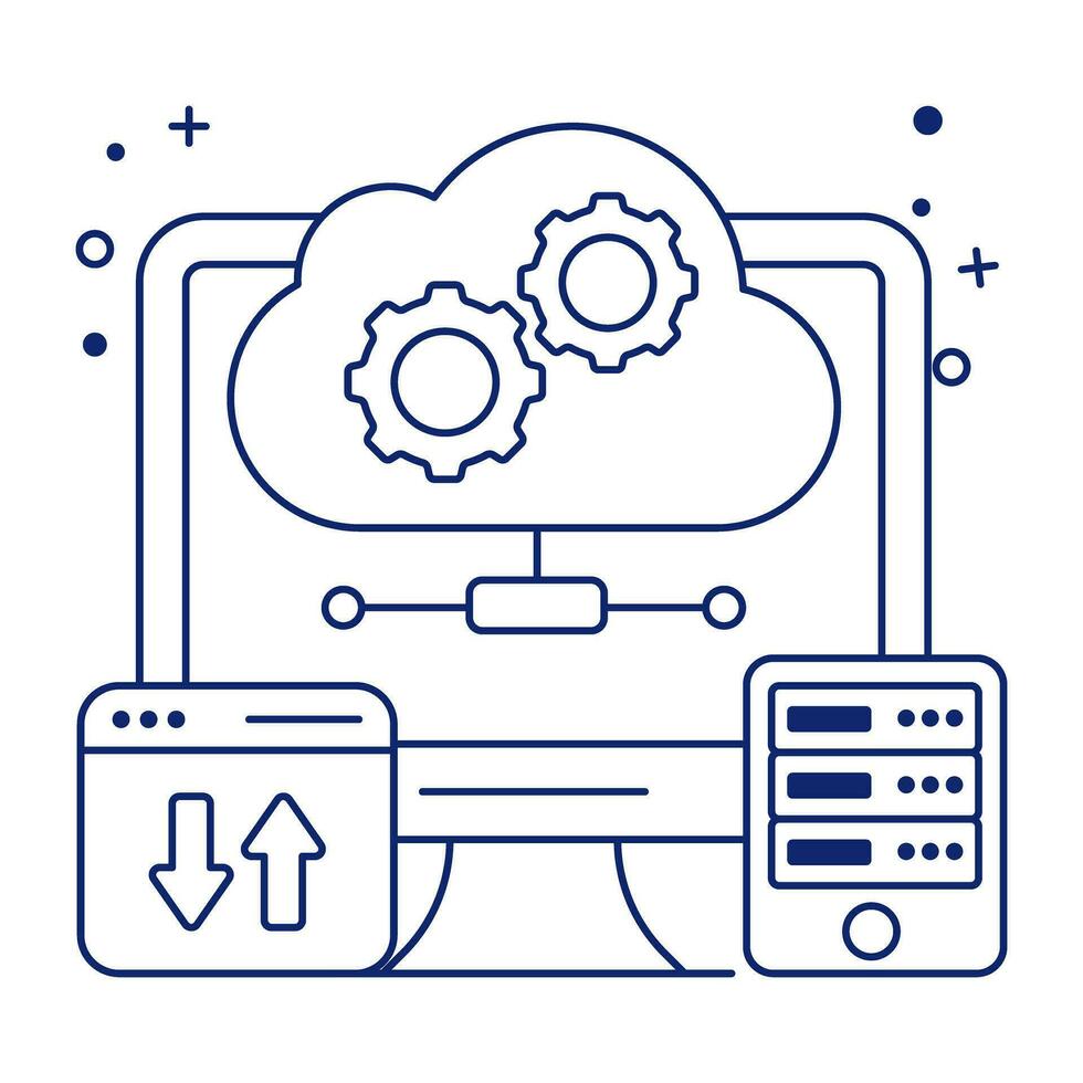 Conceptual linear design icon of cloud setting vector