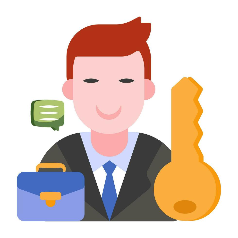 Conceptual flat design icon of key employee vector