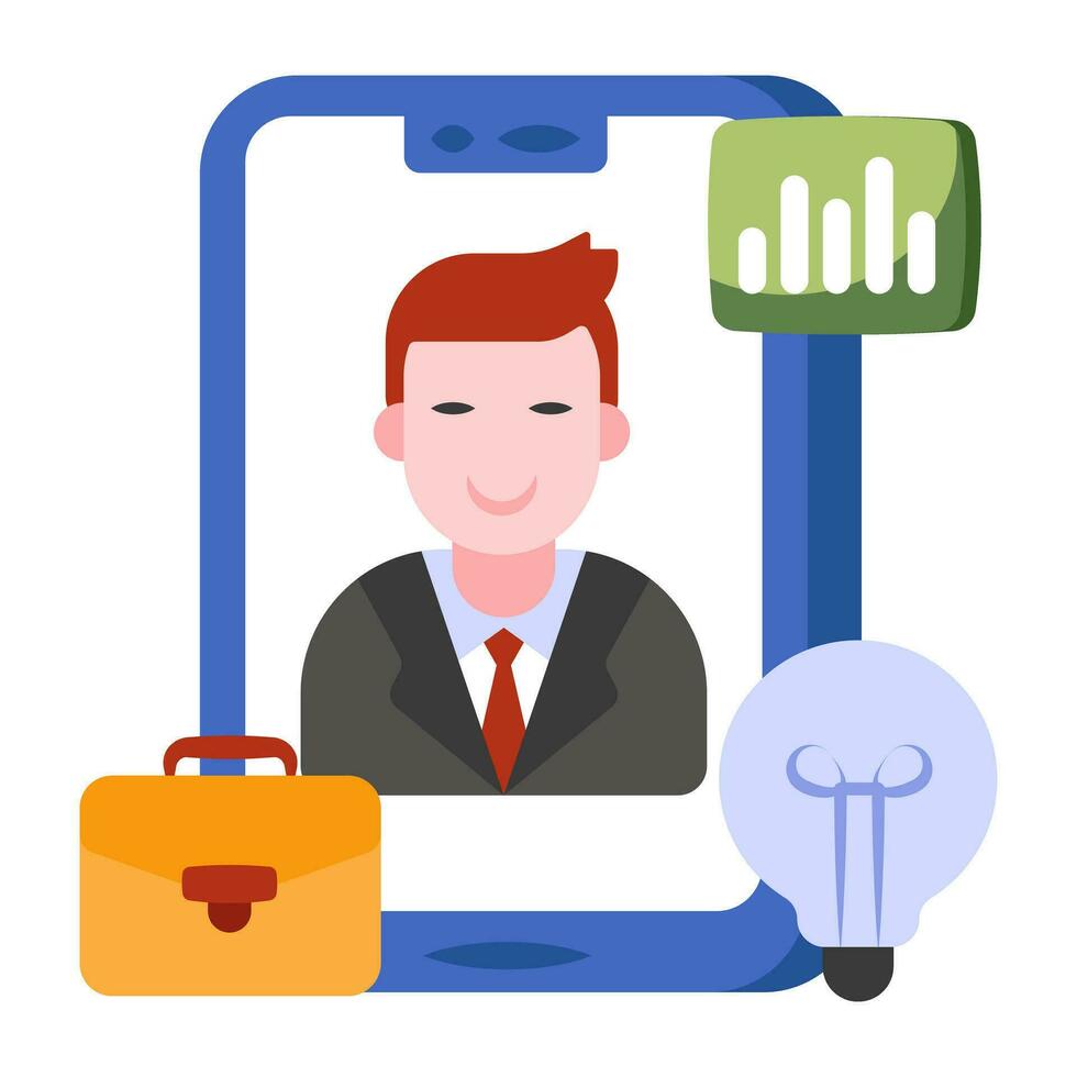 A trendy vector design of mobile businessman