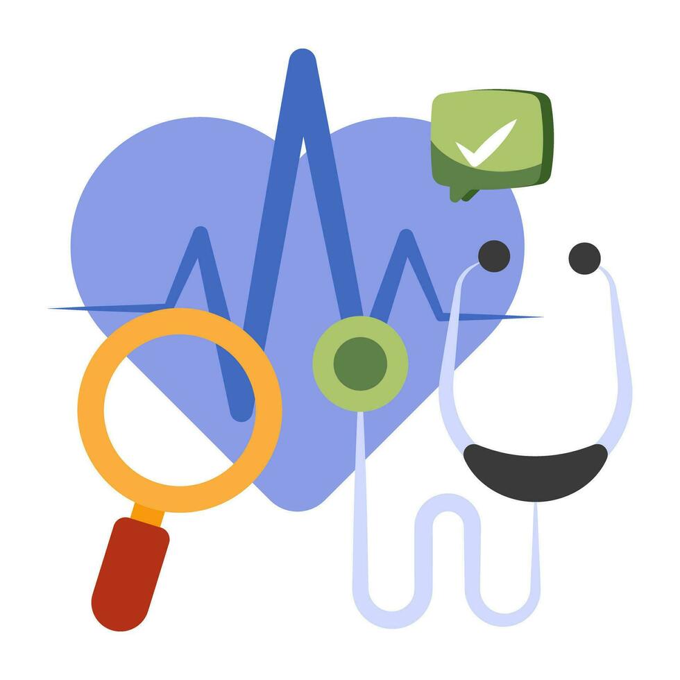 Conceptual flat design icon of heart checkup vector