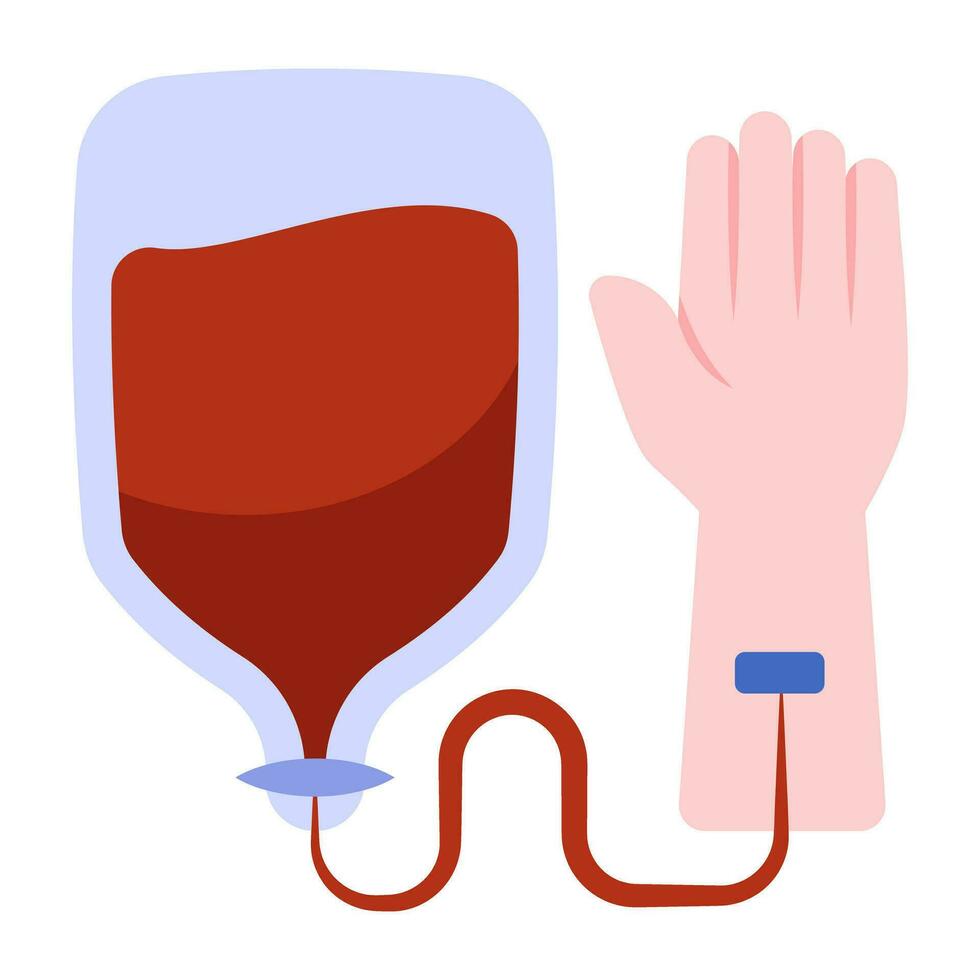 Conceptual flat design icon of blood transfusion vector