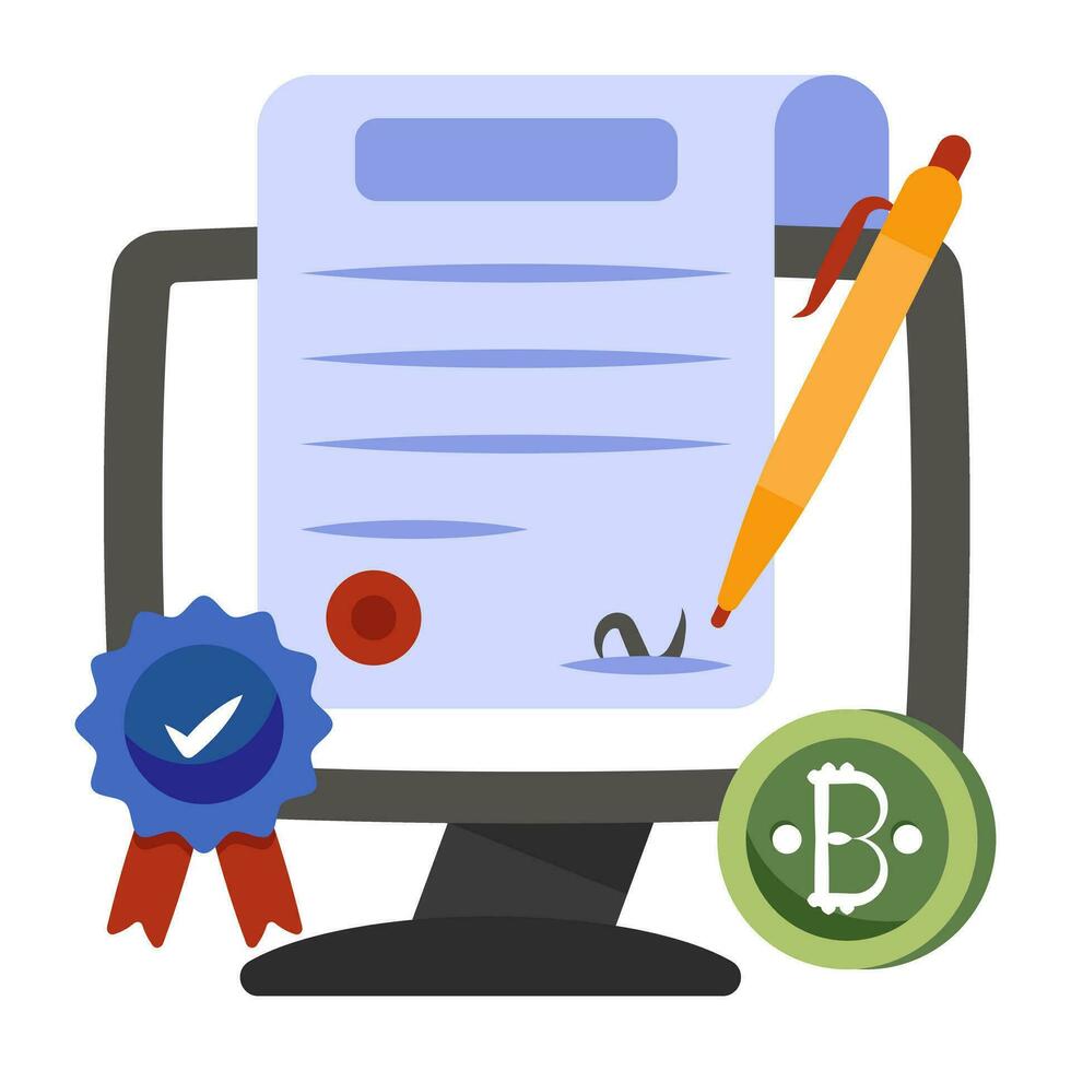 Editable design icon of bitcoin contract vector