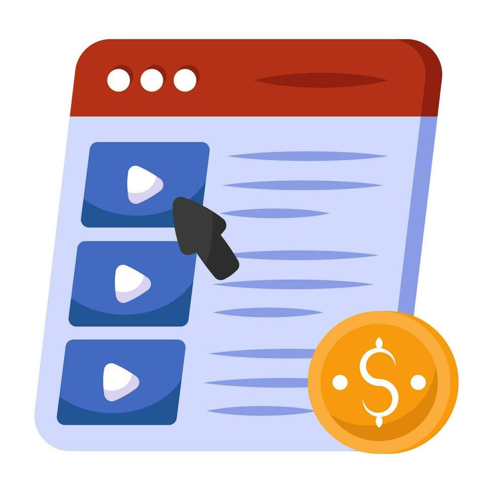 Conceptual flat design icon of paid video vector