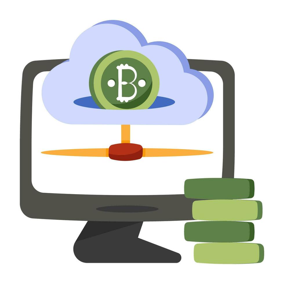 A perfect design icon of cloud bitcoin vector