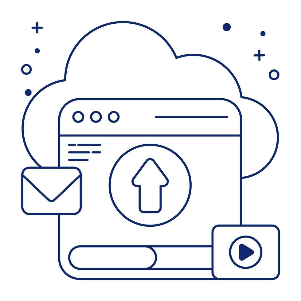 A linear design icon of web uploading vector