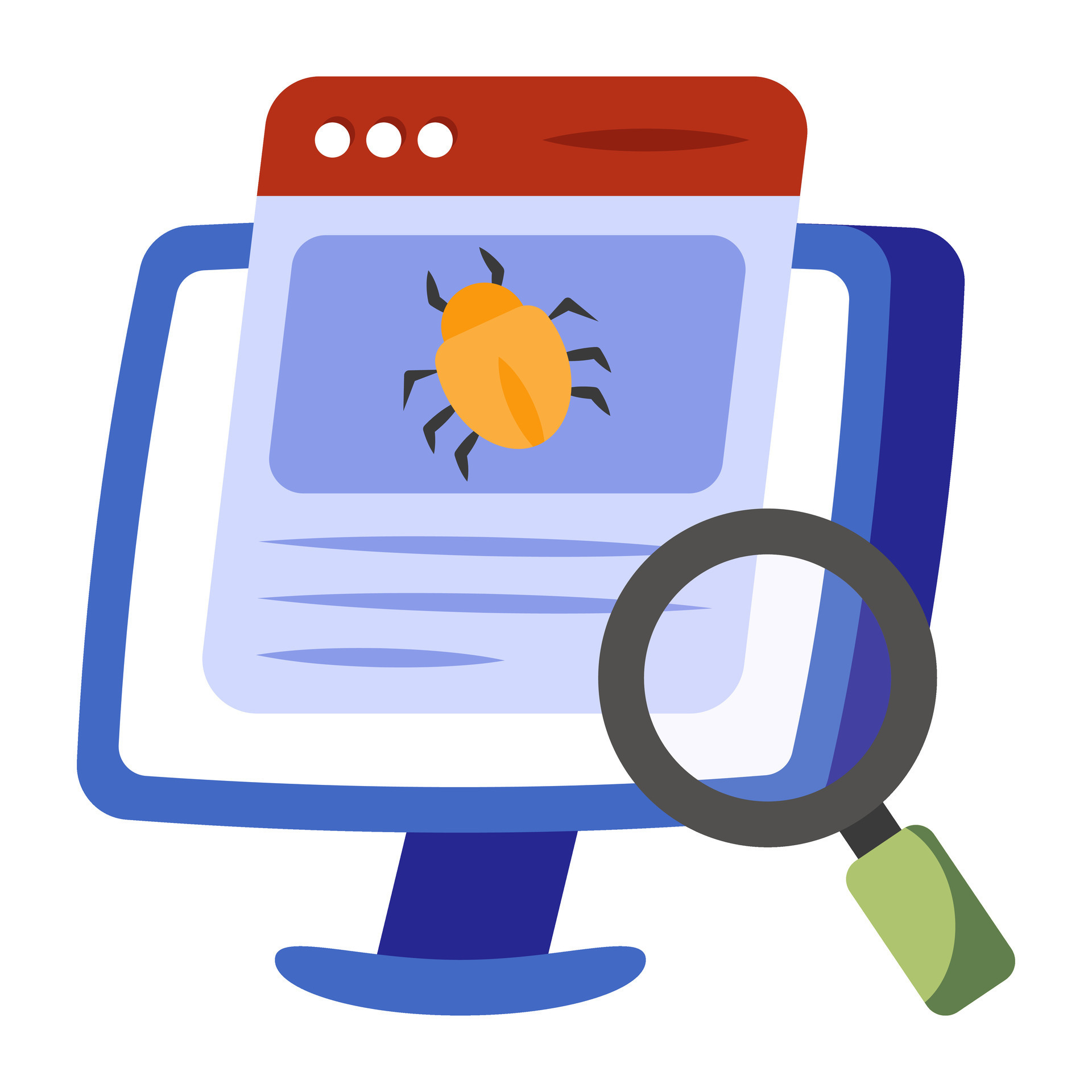 Virus under magnifying glass, debugging 34461766 Vector Art at Vecteezy