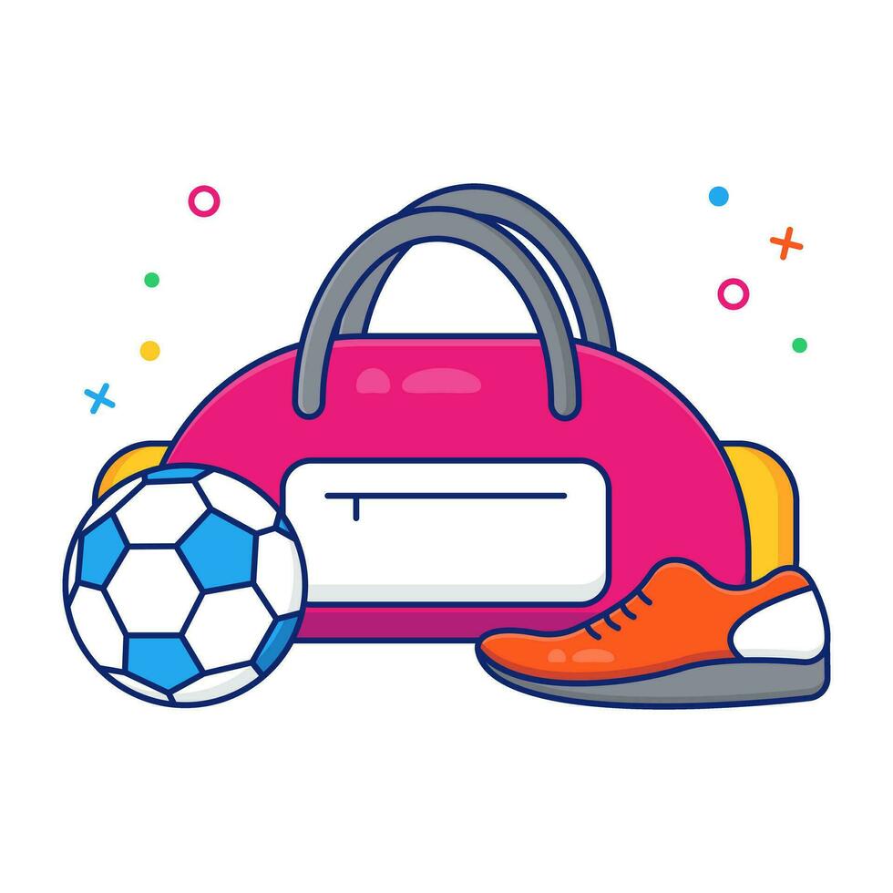 A flat design icon of gym bag vector