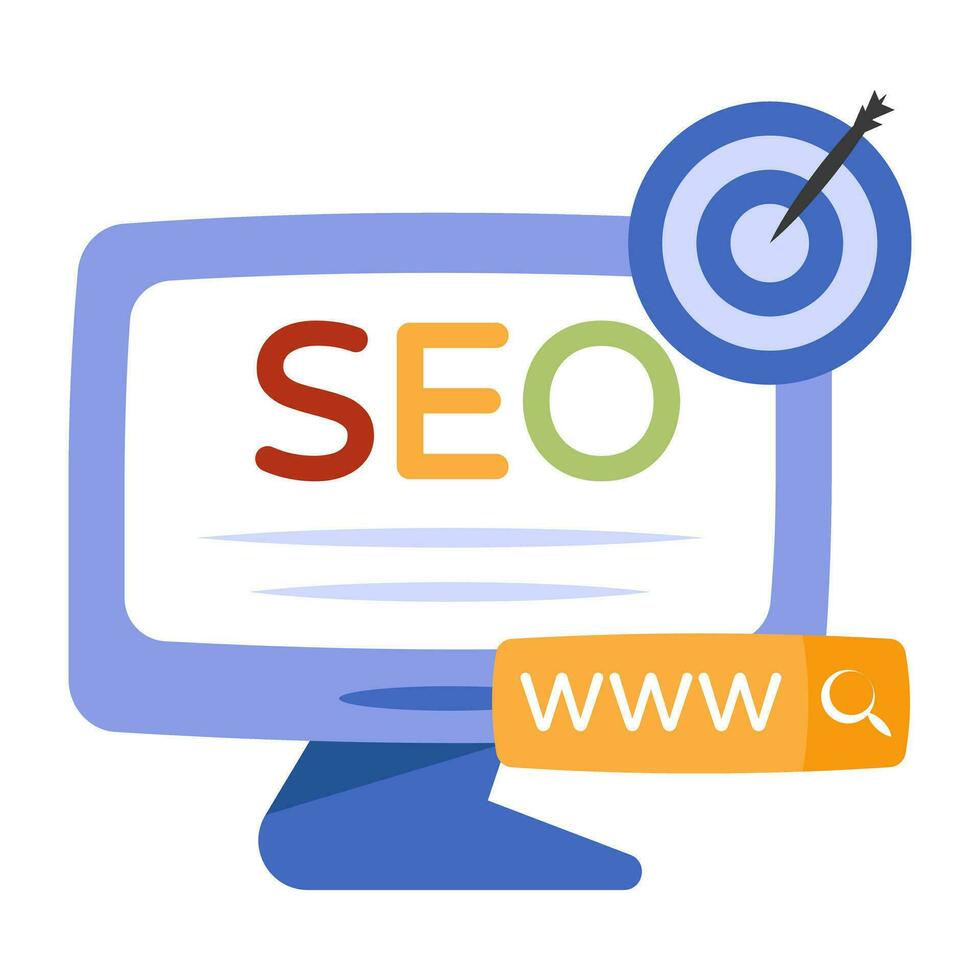 Conceptual flat design icon of search engine optimization vector