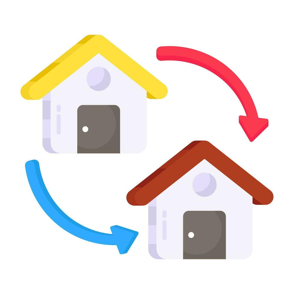 icono de diseño plano de intercambio de casas vector