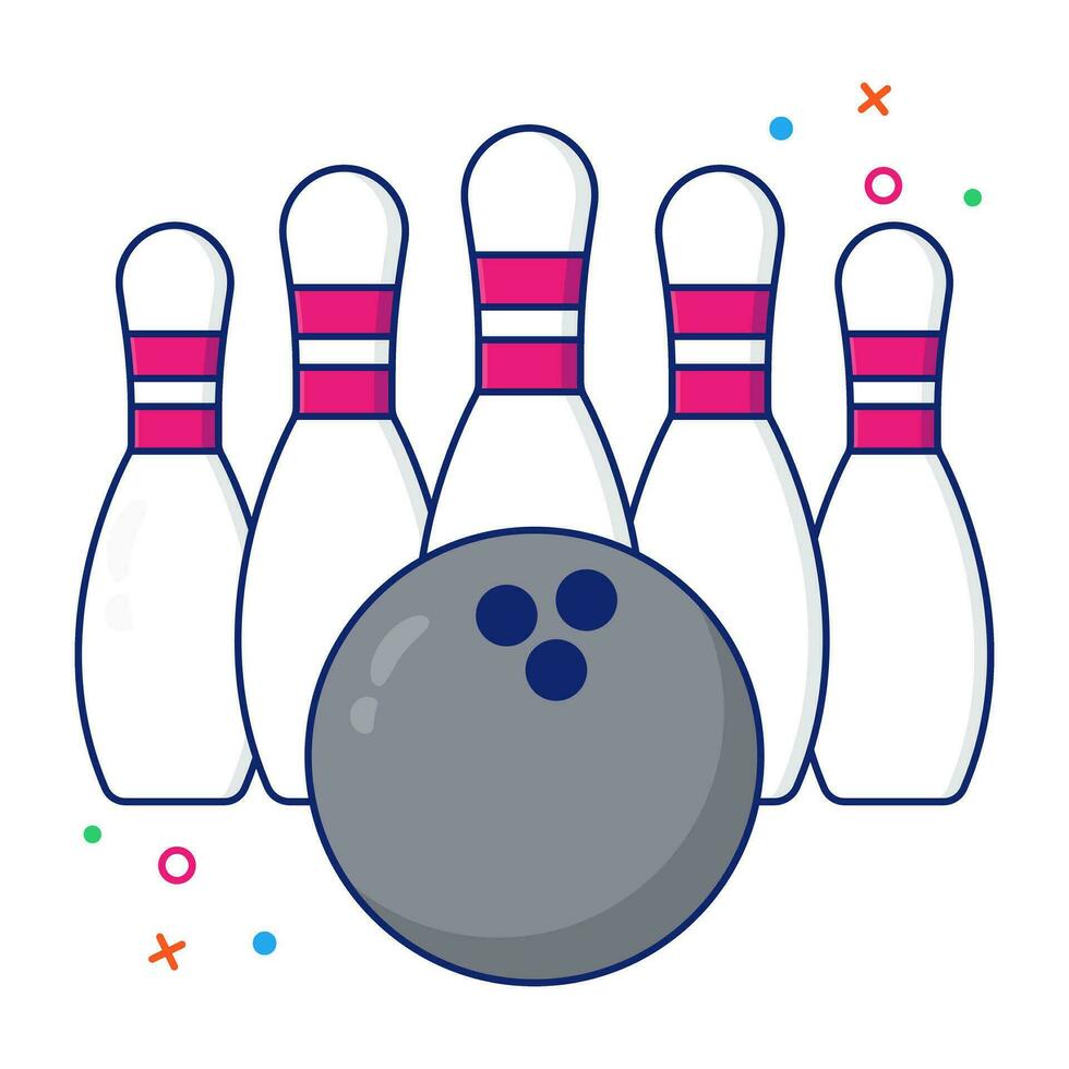 Skittles with ball showcasing concept of bowling game vector