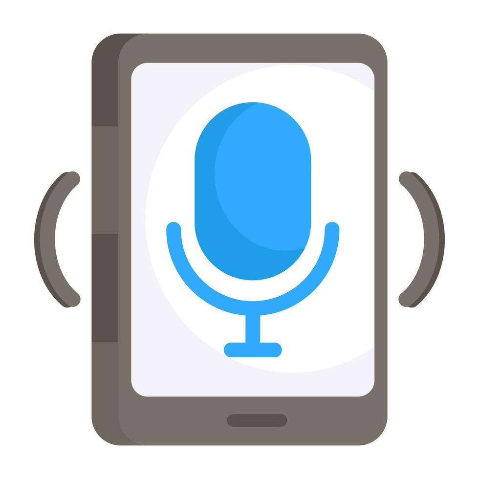Conceptual flat design icon of mobile audio recorder vector