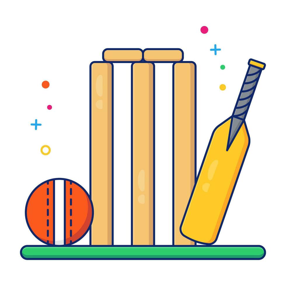 Bat with ball, icon of cricket vector