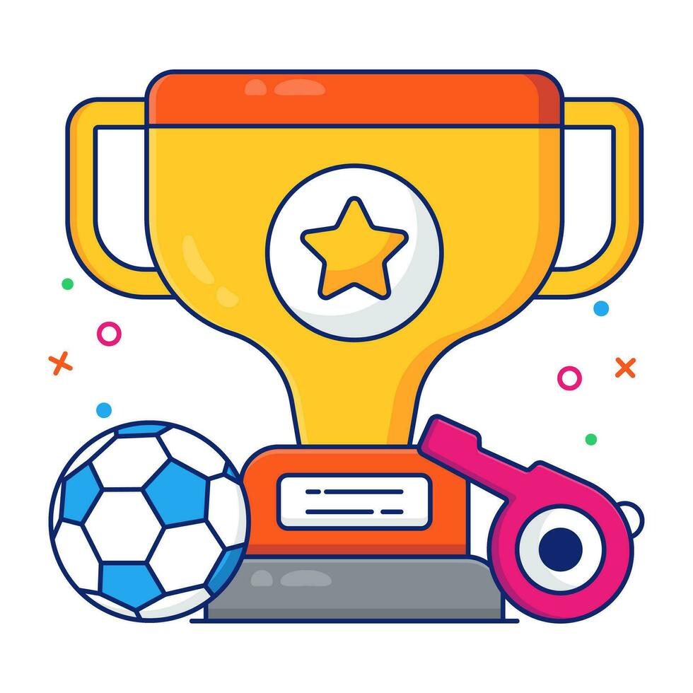 Flat design icon of football trophy vector