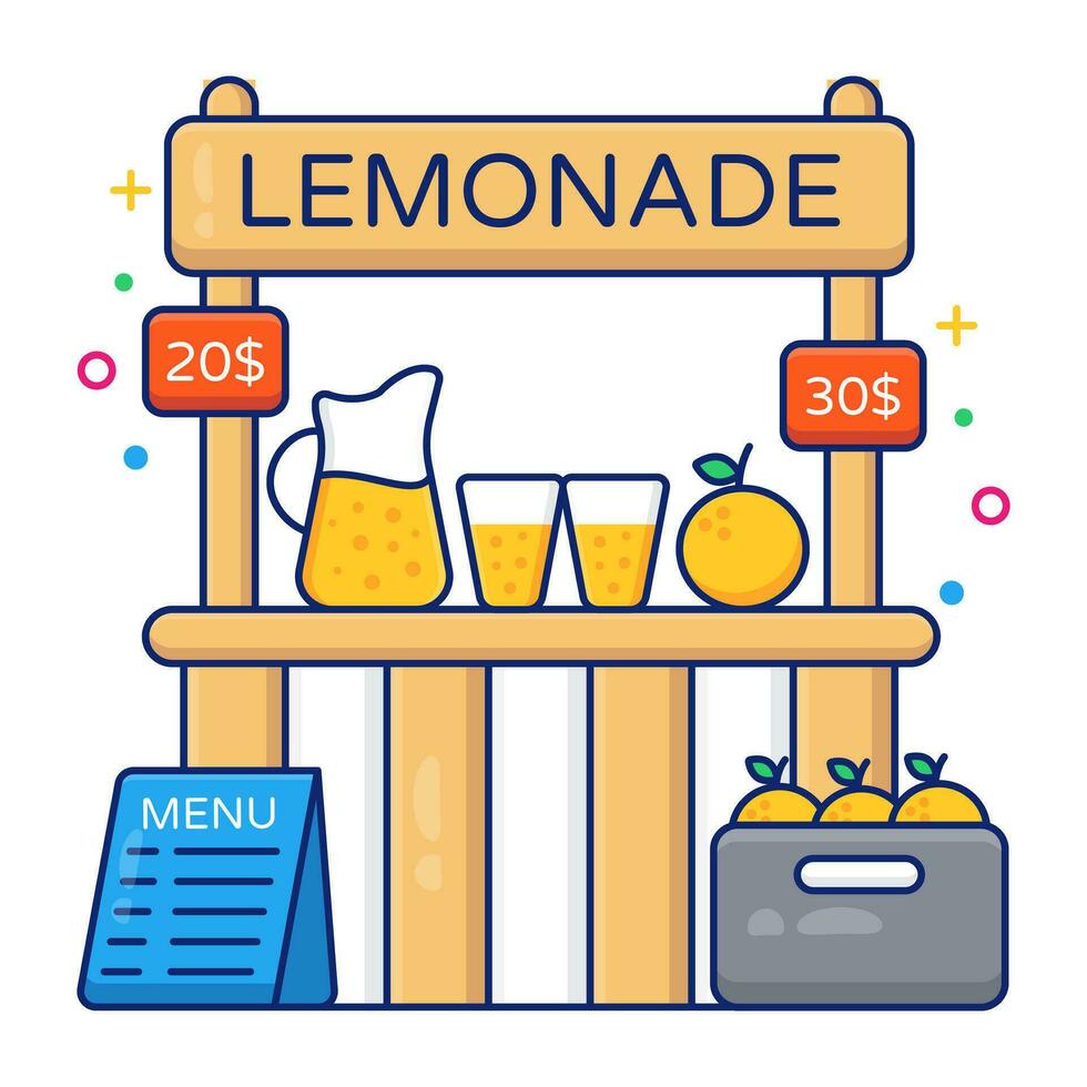Conceptual flat design icon of lemonade stand vector