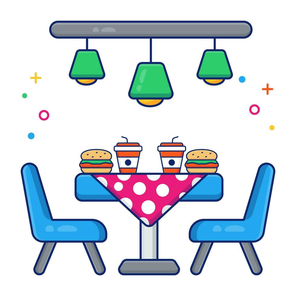 Trendy vector design of restaurant table